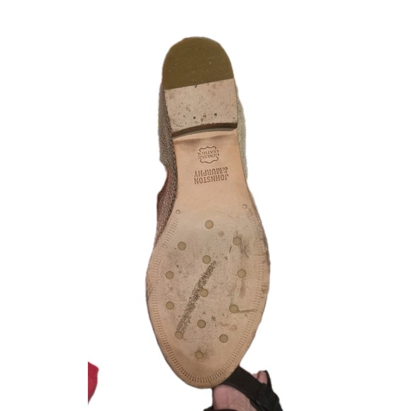 Johnston & Murphy Metallic Taupe Leather Loafers Flats Women's 8 Perforated - Picture 3 of 6